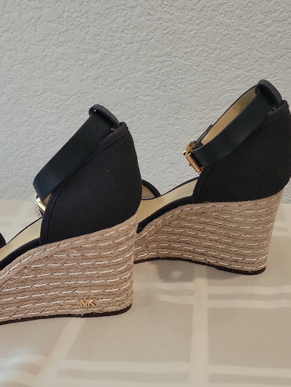 Michael Kors Black Espadrille Wedge Sandals with Ankle Strap - Picture 6 of 9